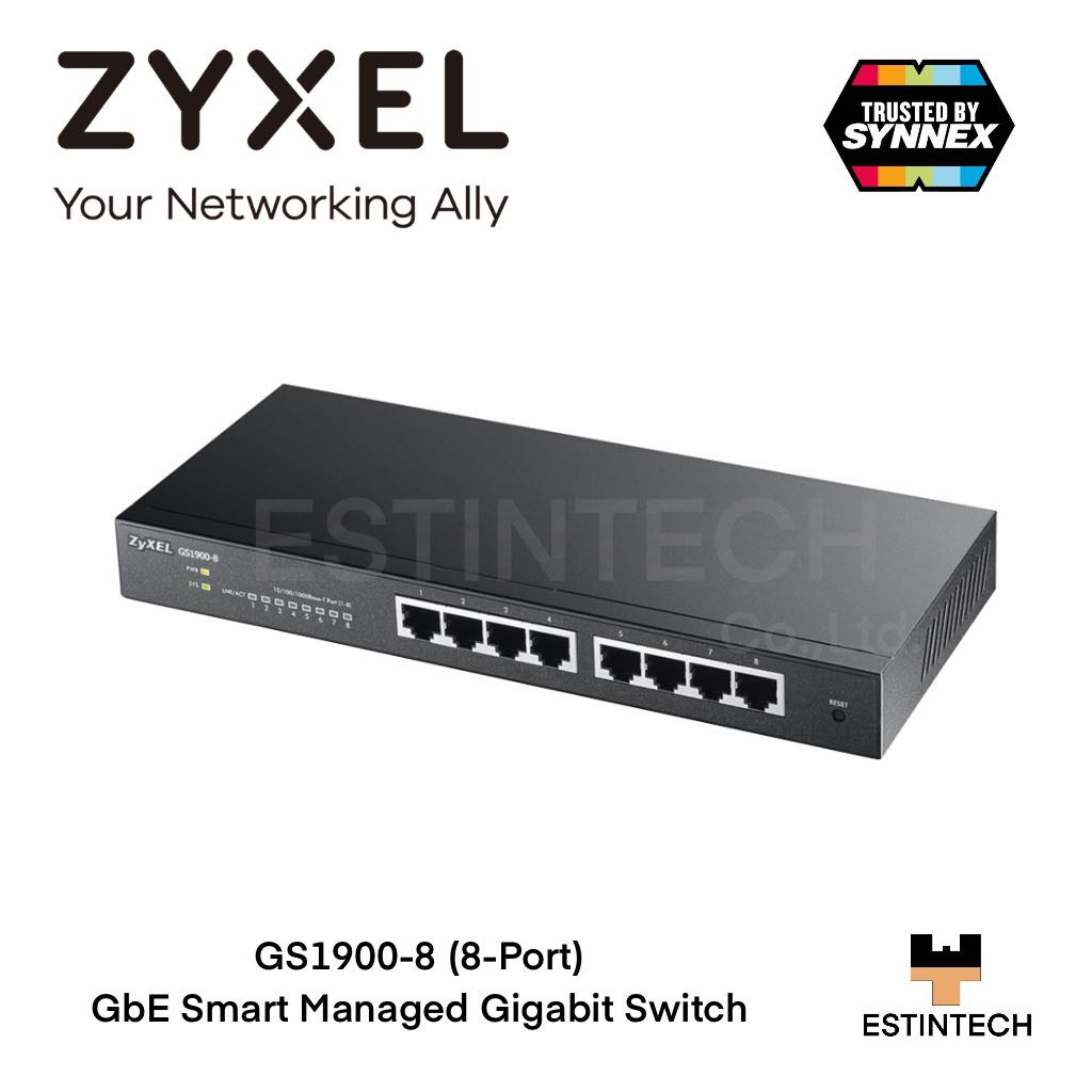 Switch (สวิตช์) Zyxel GS1900-8 (8-Port) GbE Smart Managed Gigabit Switch ของใหม่ประกัน 3ปี