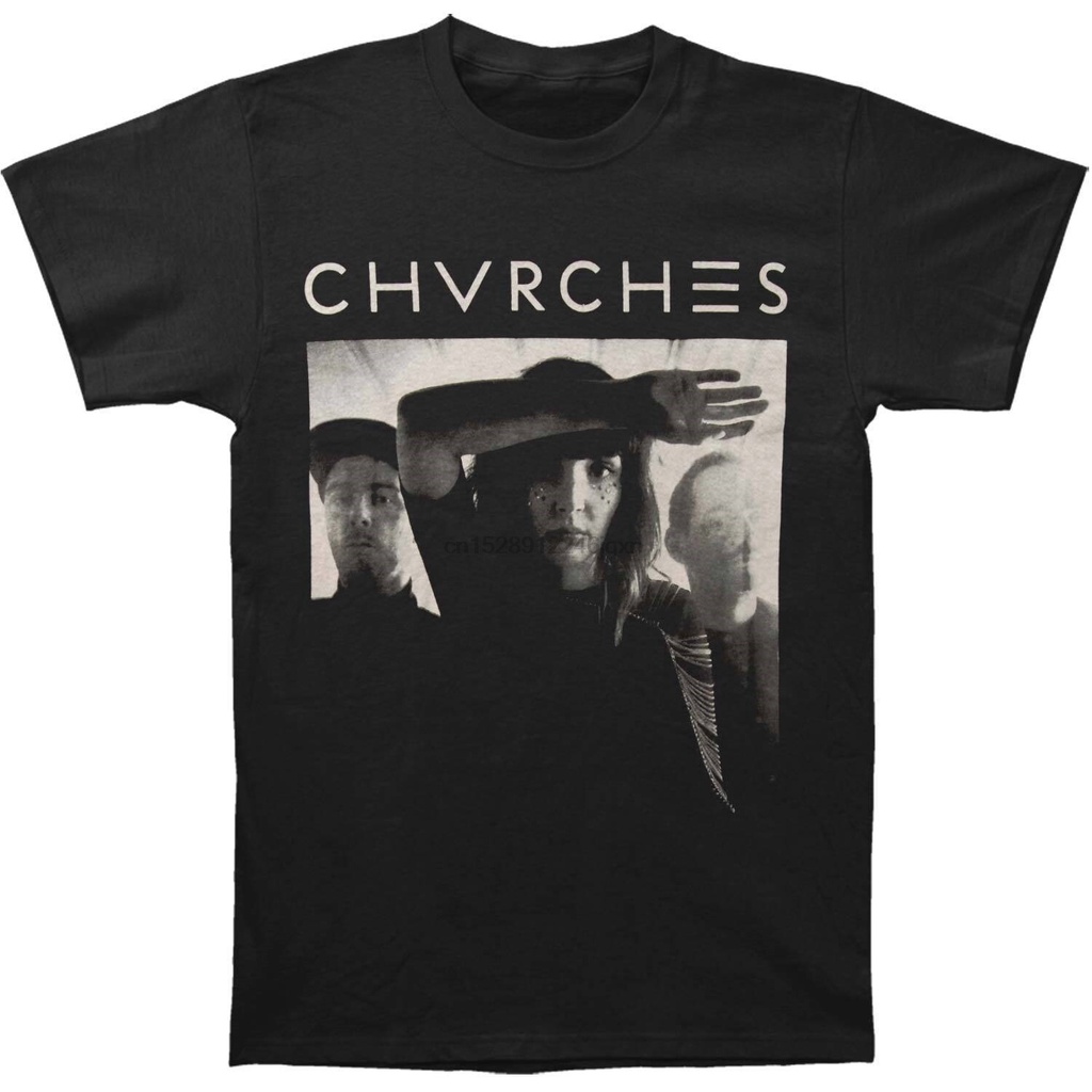 เสื้อยืด Chvrches Mens Band Eoe Slim Fit Black Rockbilia 2022 คุณภาพสูงยี่ห้อ Casual O-คอแฟชั่นพิมพ์