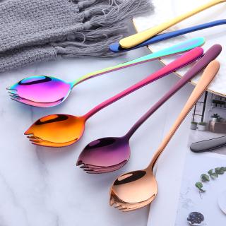 Colorful salad fork spoon creative 304 stainless steel Spoon fork dual use tableware