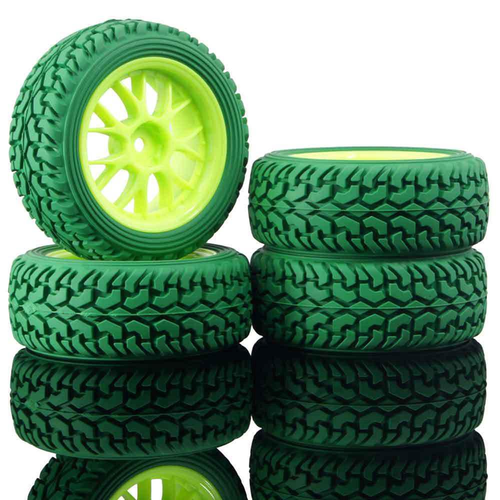 RC 907G-8019 Rally Tires &amp; Wheel Rims 4P For HSP 1:16 On-Road Rally Car