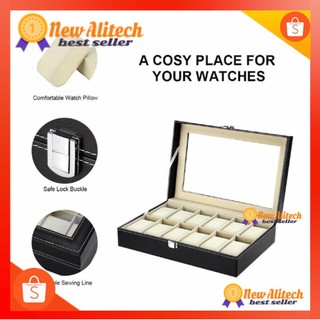 ราคาNew Alitech Watch Box 3/6/10/12 Grid Leather Display Jewelry Case Organizer กล่องนาฬิกา กล่องเก็บนาฬิกาข้อมือ