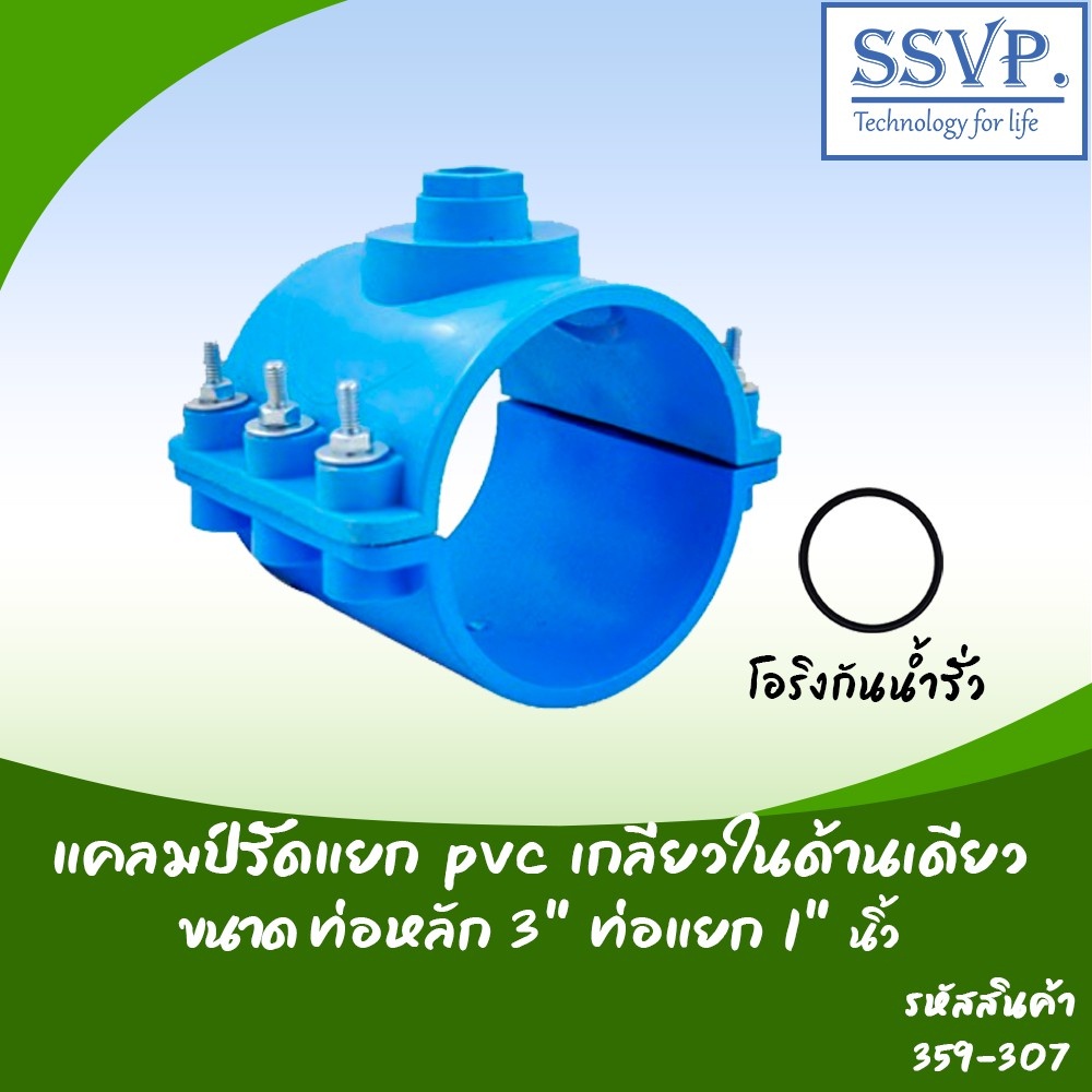 แคลมป์รัดแยก PVC เกลียวในด้านเดียว ขนาด 3" x 1" รหัสสินค้า 359-307
