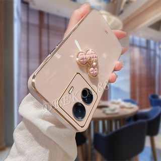 เคสโทรศัพท์มือถือ วีโว่ VIVO Y02S Y77 Y30 Y55 Y75 X80 Pro Y01 Y01A 5G 4G Phone Case Soft Straight Edge Plating Handphone Casing with Lovely Cute Bears All-Pack Ice Protection Back Cover VIVOY02S VIVOY77