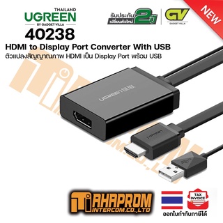 UGREEN 40238 HDMI to Display Port Converter With USB | ตัวแปลงสัญญาณภาพ HDMI เป็น Display Port พร้อม USB.