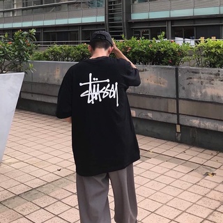 [S-5XL]เสื้อยืดแขนสั้นลําลอง ผ้าฝ้าย พิมพ์ลายโลโก้ STUSSY แฟชั่นสําหรับทุกเพศ