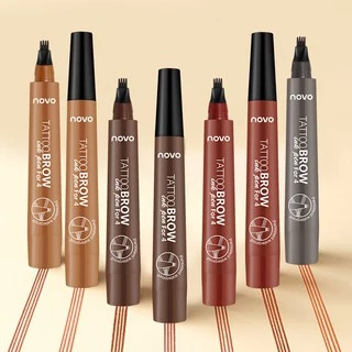 NOVO tattoo brow [5247] ปากกาเขียนคิ้วแทททู (พร้อมส่งจากไทย) กันน้ำ หัวแปรง 4 แฉก