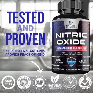 Nitric Oxide Supplement L-Arginine 3X Strength - Citrulline Malate, Beta Alanine - Increases Muscle Strength and Energy