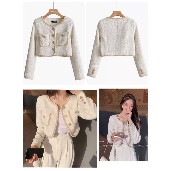 เสื้อคลุม แขนยาว ผ้าทวิต #5586อ ฟรีไซ รอบใส่ติดกระดุม38" รอบอกใส่คลุม 40-42" ความยาว18" แขนยาว21" มี 1รุ่น