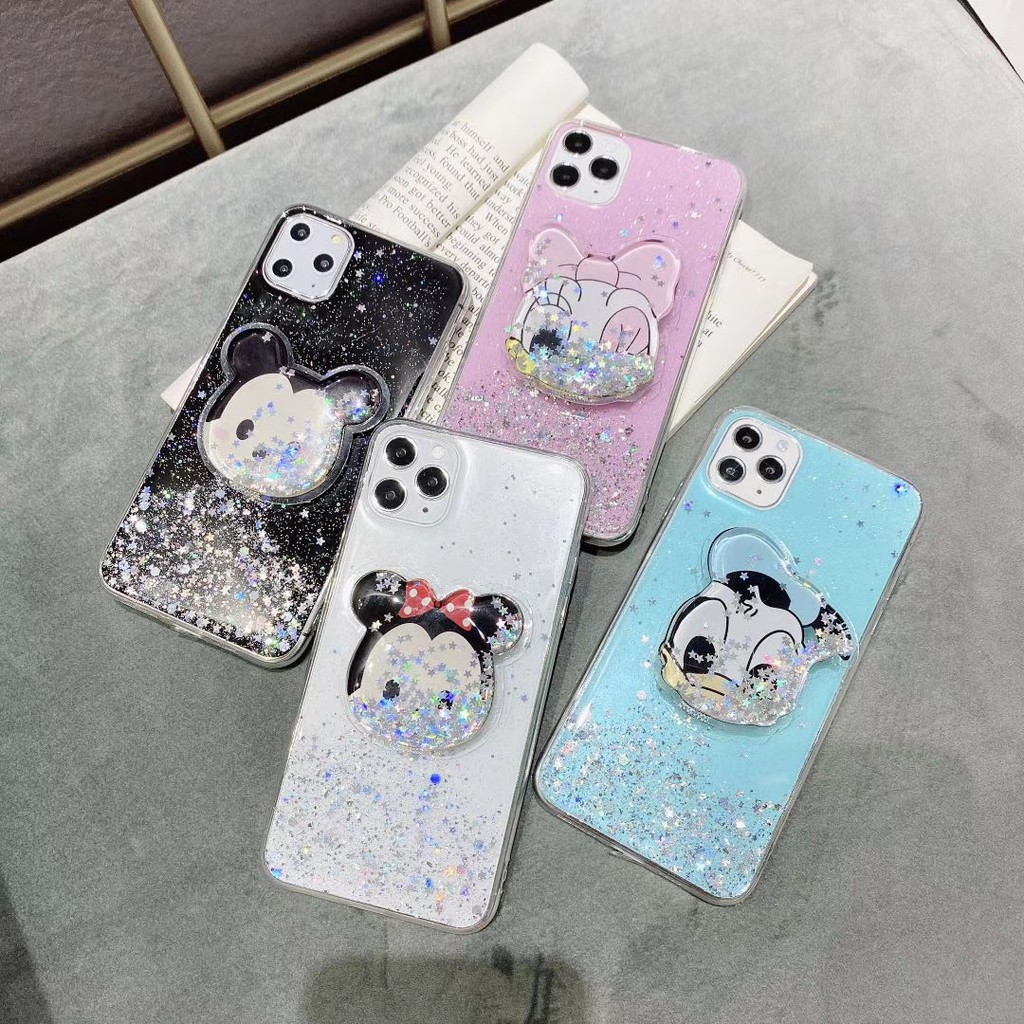 Vivo S1 V20 Y50 Y30 Y30i Y20 Y20i Y20S V19 Y19 Y85 V9 V11 V15 Pro V11i Y91C Y67 Y66 V5 Plus Lite Cartoon Mickey Minnie Quicksand Stand Glitter Soft TPU Phone Case #8