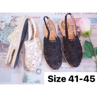 sz.41-45 👠 รัดส้นลายลูกไม้ (เพิ่มไซส์)