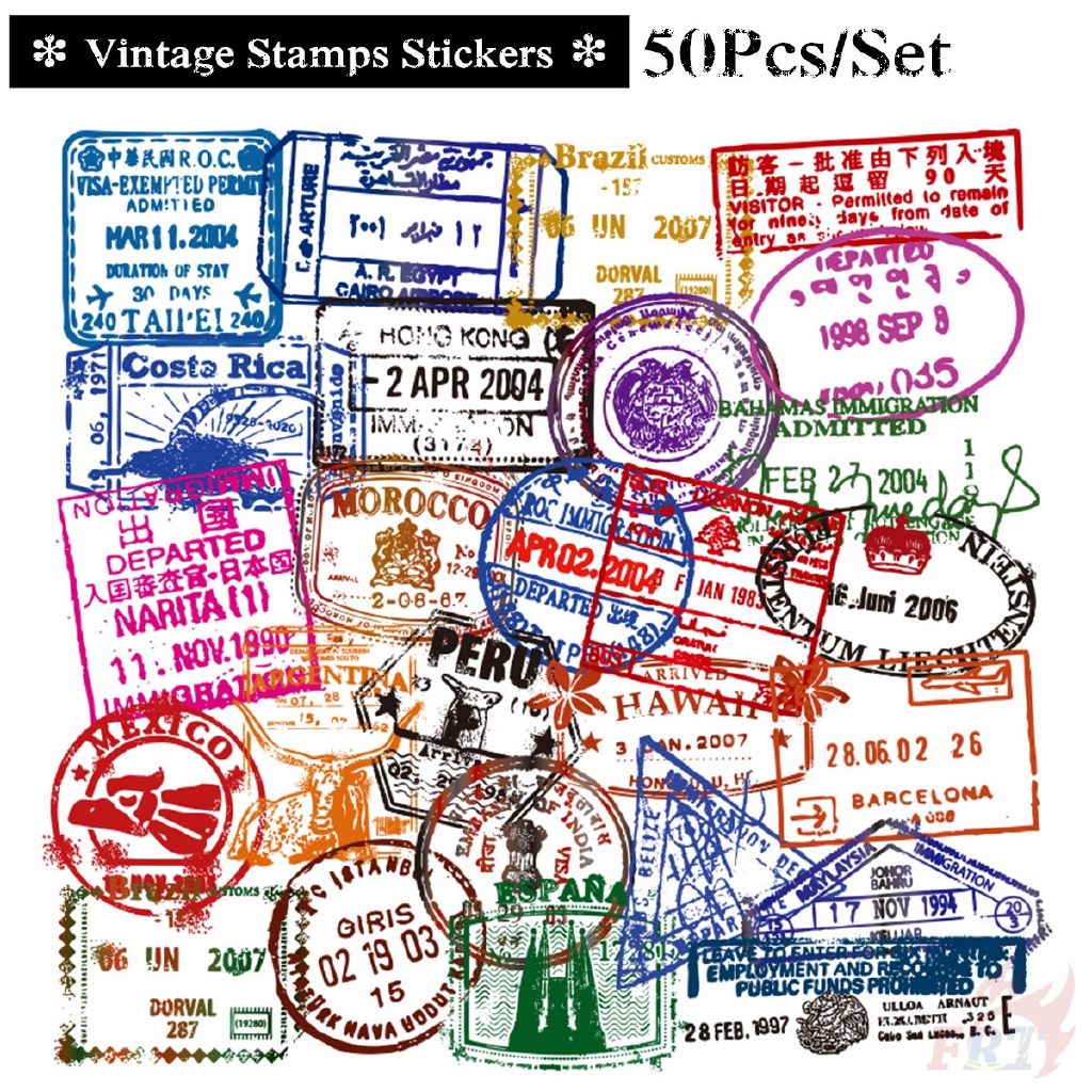 ❉ Retro Vintage Stamps Series 01 Transparent สติ๊กเกอร์ ❉ 50Pcs/Set DIY Fashion Waterproof Decals Doodle สติ๊กเกอร์