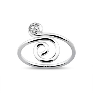 Silver thai Silver Spiral Rounded Crystal Toe Ring แหวนนิ้วเท้าคริสตัลกลมเกลียวเงิน