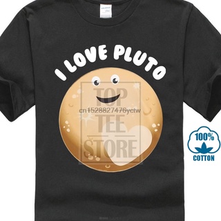 [S-5XL] เสื้อยืดแขนสั้น ผ้าฝ้าย 100% พิมพ์ลาย I Love Pluto Planet สีดํา พลัสไซซ์ สําหรับผู้ชาย