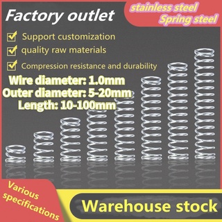 【AZY】สปริงบีบอัด D1.0 มม. เส้นผ่านศูนย์กลางภายนอก 20 22 25 มม. ยาว 10 มม.-100 มม. 5 ชิ้น