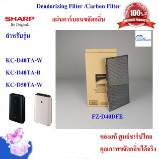 (ของแท้)SHARP แผ่นคาร์บอนขจัดกลิ่น Deodorizing Filter รุ่น FZ-D40DFE ใช้กับเครื่องฟอกอากาศรุ่น KC-D40TA,KC-D50TA