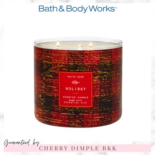 🍒ของแท้·ส่งไว·ถูก🍒BATH AND BODY WORKS เทียนหอม "Holiday" 3-wicks CANDLE ขนาดใหญ่ 3 หัวจุด