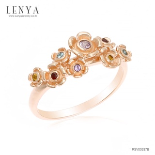 Lenya Jewelry แหวนดอกไม้ประดับด้วยพลอย อเมทีสต์ แซฟไฟร์สีชุมพู ซิทริน บลูโทแพซ และโกเมน