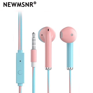 Newmsnr หูฟังเล่นเกม แบบมีสาย พร้อมไมโครโฟน 3.5 มม. สีมาการอง แฟชั่น