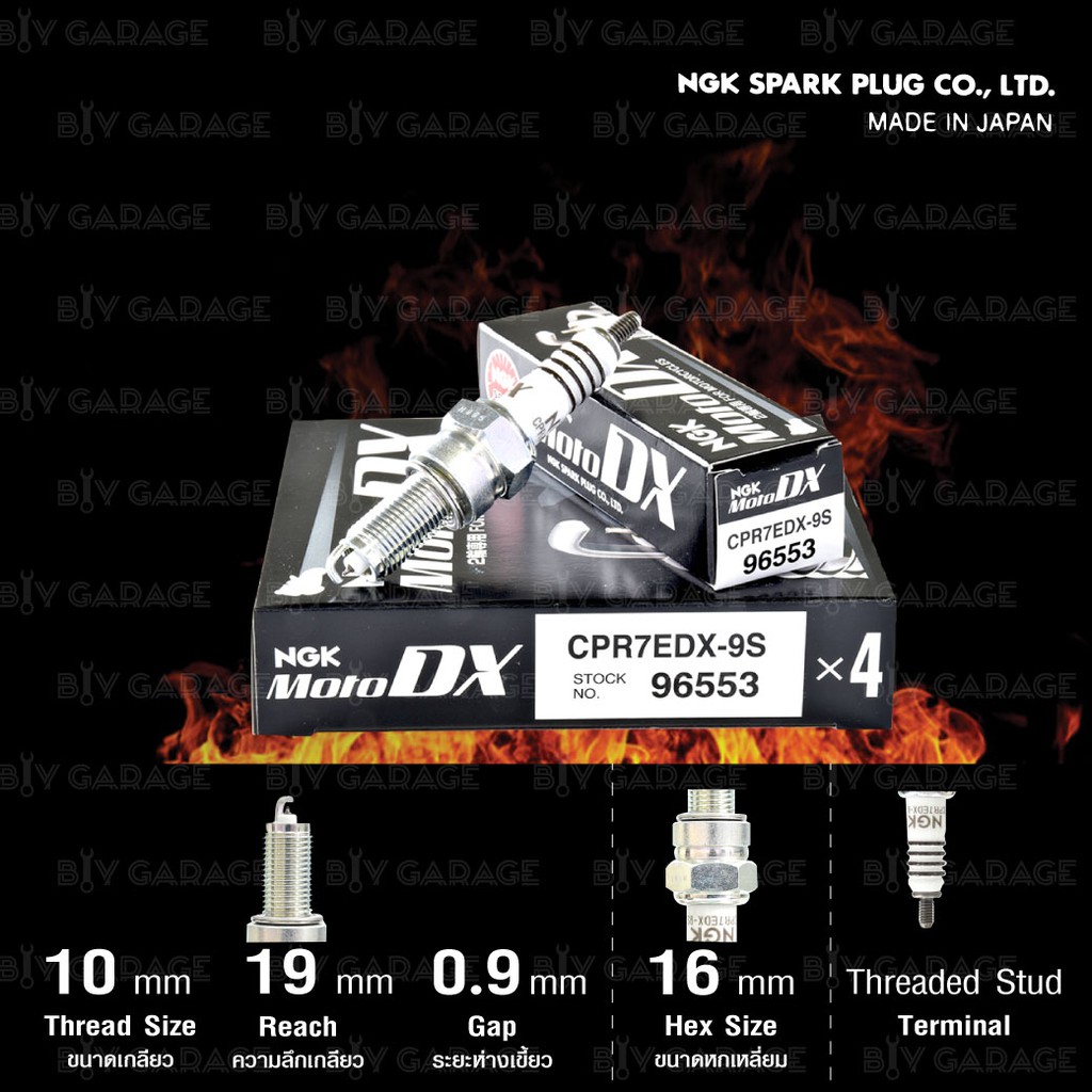 NGK หัวเทียน Moto DX / MotoDX ขั้ว Ruthenium [ CPR7EDX-9S ] จำนวน 1 หัวสำหรับ CLICK125i / AIR BLADE-i / PCX150 '14-'17