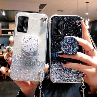 พร้อมส่ง เคสโทรศัพท์มือถือ พร้อมสายคล้องคอยาว และขาตั้ง หรูหรา สําหรับ OPPO A95 4G 5G A95