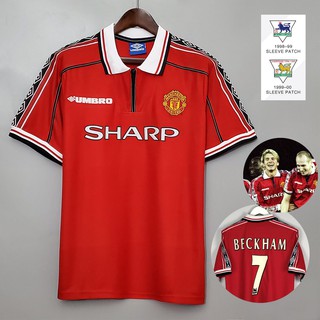 เสื้อกีฬาแขนสั้น ลายทีมชาติฟุตบอล Manchester United 1998 1999 ชุดเยือน สไตล์เรโทร