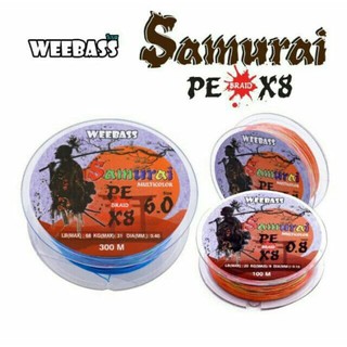 WEEBASS สายเอ็น - รุ่น SAMURAI PE BRAID x8 (MULTI) (1 SPL)  สายPE สายลีด 100เมตร สีละ10เมตร ตกปลา