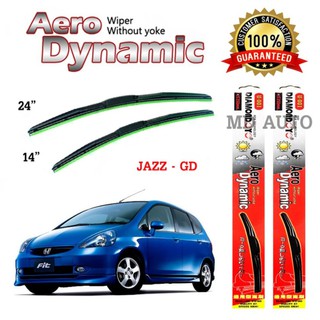 ใบปัดน้ำฝนทรง Aero Dynamic (Diamond eye) ขนาด 14" 24" นิ้ว สำหรับ HONDA JAZZ GD 2004-2007 จำนวน 1 คู่