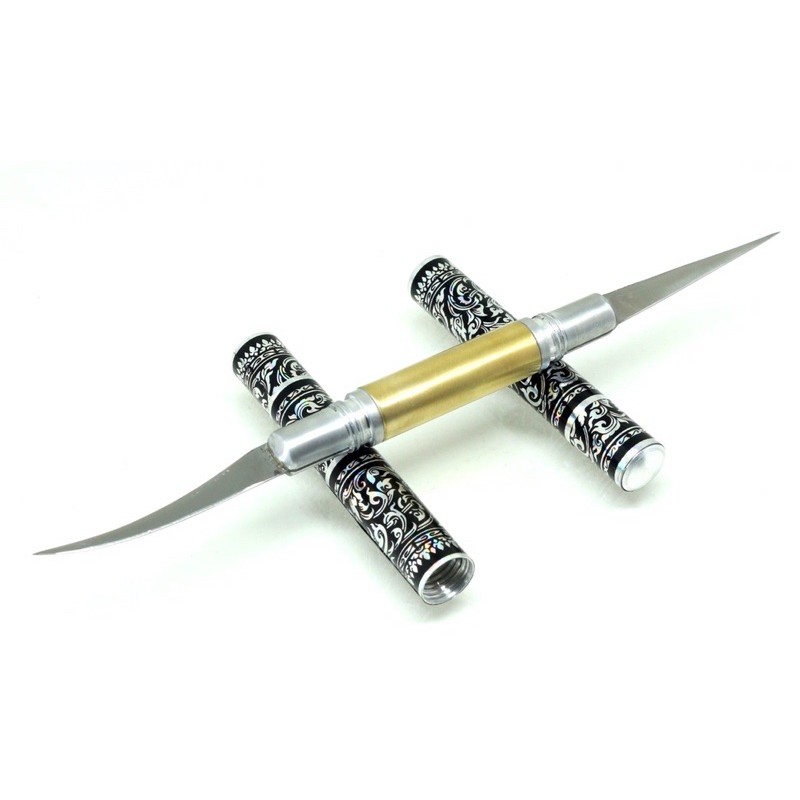 มีดแกะสลัก2หัวด้ามทองเหลือง