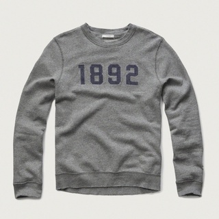 เสื้อกันหนาวแขนยาว คอกลม ผ้าฝ้าย พิมพ์ลายหมี Abercrombie Fitch สําหรับผู้ชาย