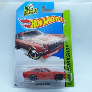 รถเหล็ก Hotwheels CUSTOM V-8 VEGA ลายไฟ สีแดง (ib21)