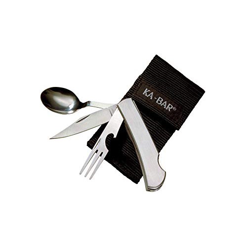 Ka-bar Stainless Steel Original Hobo All-Purpose Knife ชุดมีดพร้อมช้อนส้อมที่เปิดขวดพกพา Camping Sur
