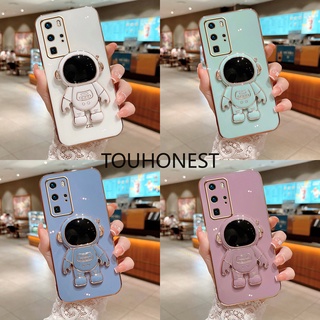 เคส Huawei P20 Pro เคส Huawei P30 Pro เคส Huawei P40 Pro เคส Huawei P50 Pro Case Huawei P20 Lite Case Huawei P30 Lite Luxury Cute Silicone 3D Astronaut Stand Phone Cover Case หรูหรา น่ารัก ซิลิโคน นักบินอวกาศ ขาตั้ง เคสโทรศัพท์