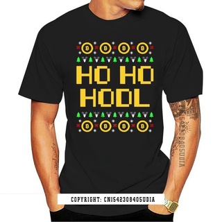 เสื้อยืดผ้าฝ้ายพิมพ์ลายขายดี เสื้อยืด ผ้าฝ้าย พิมพ์ลาย Bitcoin Ho Hodl Christmas สําหรับผู้ชาย