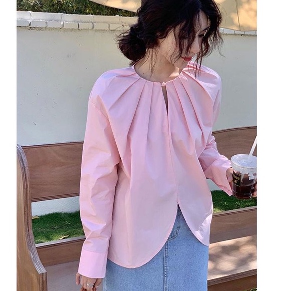 เสื้อเชิ้ตแขนยาว ทรงหลวม สไตล์เกาหลี สําหรับผู้หญิง พร้อมส่ง
