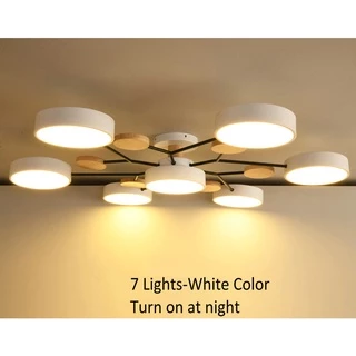 ห้องนั่งเล่นที่ทันสมัยโคมไฟระย้า LED สำหรับห้องนอน 3 อุณหภูมิสีธรรมชาติไม้เพดานแขวนโคมไฟในร่ม