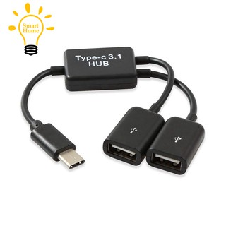 『★』Type C OTG USB 3.1 Male to Dual 2.0 Female OTG Charge 2 Port HUB Cable Y Splitter