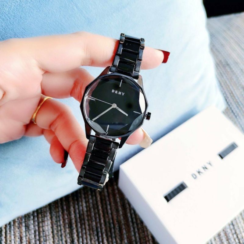 นาฬิกา DKNY Women's Cityspire Three-Hand Black Stainless Steel Watch