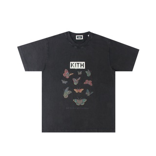 เสื้อยืดผ้าฝ้ายKith Box erfly VINTAGE ใหม่ เสื้อยืดลําลอง แขนสั้น ลายผีเสื้อ ล้างได้ สําหรับคู่รักL XL  XXL 3XL