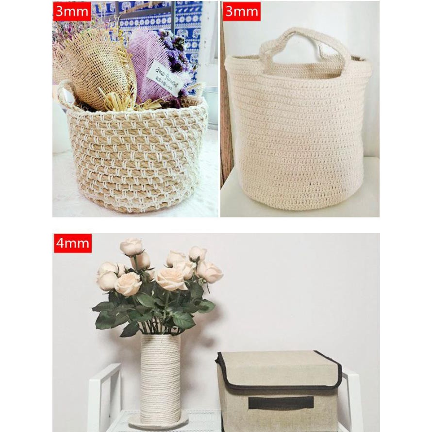 1/2/3/4/5/6/8/10 มม.ทนทานธรรมชาติ Beige เชือกฝ้าย Twisted สายไฟหัตถกรรม Macrame String DIY สิ่งทอที่บ้าน Tying ด้าย - รูปที่ 7