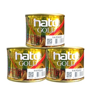 HATO สีทองน้ำมันอะคริลิคเเท้ สีเรียบเนียน ไม่หมองดำ AG-123 ขนาด 0.5 ลิตร 1/4 ปอนด์ (3กระป๋อง)