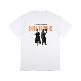 เสื้อยืดสีขาวเสื้อยืดแขนสั้น พิมพ์ลาย Louis AMSTRONG &amp; Belly FITZGERALD - CHEEK TO CHEEK BAND สําหรับผู้ชายS-4XL