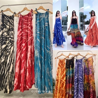 Tie dyed maxi dress  แม็กซี่เดรส เดรสมัดย้อม ชุดเดรสมัดย้อม