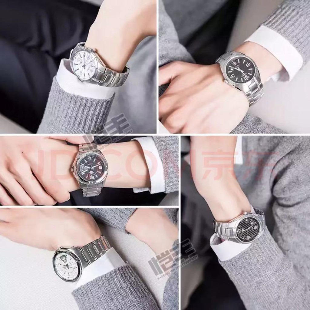 CASIO นาฬิกาผู้ชายสายสแตนเลสหน้าปัดสีดำรุ่น EF-129D-7A/1A-100% รับประกันของแท้ 1 ปี