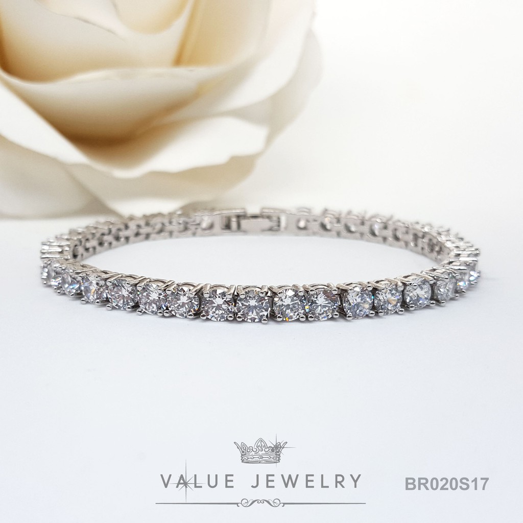 สร้อยข้อมือแฟชั่น BR021 คริสตัล เพชรทรงกลม ขนาด5มิล ใส่ได้หลายโอกาส เหมาะออกงาน ดินเนอร์ ปาตี้ งานแต่ง ValueJewelry