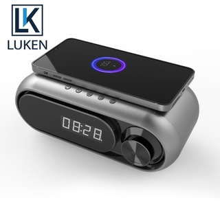 นาฬิกาปลุก LUKEN ลําโพงบลูทูธ มีไฟ LED สมาร์ทวอทช์ดิจิทัล วิทยุ FM ชาร์จเร็ว USB ไร้สาย