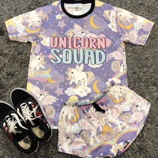 เซทเสื้อยืด &amp; กางเกงขาสั้นลาย Unicorn Squad