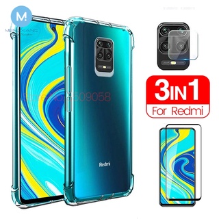 3-in-1 Redmi Note 9 S กระจกกล้อง + เคส Aibag Xiaomi Redmi Note 10 10s 9s 8 9 Pro Max 8t เคสป้องกันกระจก