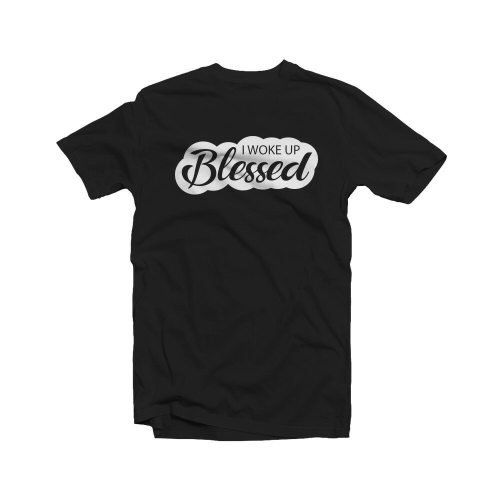 เสื้อยืดผ้าฝ้าย 100 % พิมพ์ลาย I Woke Up Blessed Christian สําหรับผู้ชาย