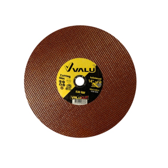 V105-1010ใบตัดไฟเบอร์ 2 ชั้น วาลู (VALU) ขนาด 14 นิ้ว หนา 3 มม. ความเร็วรอบ 4,300 รอบต่อนาที รูกลาง 