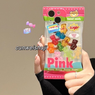 เคสโทรศัพท์มือถือ กันกระแทก ลายหมี Tik Tok สีแคนดี้ สําหรับ iPhone 13 11 pro 13promax 12 11 xr xsmax 14